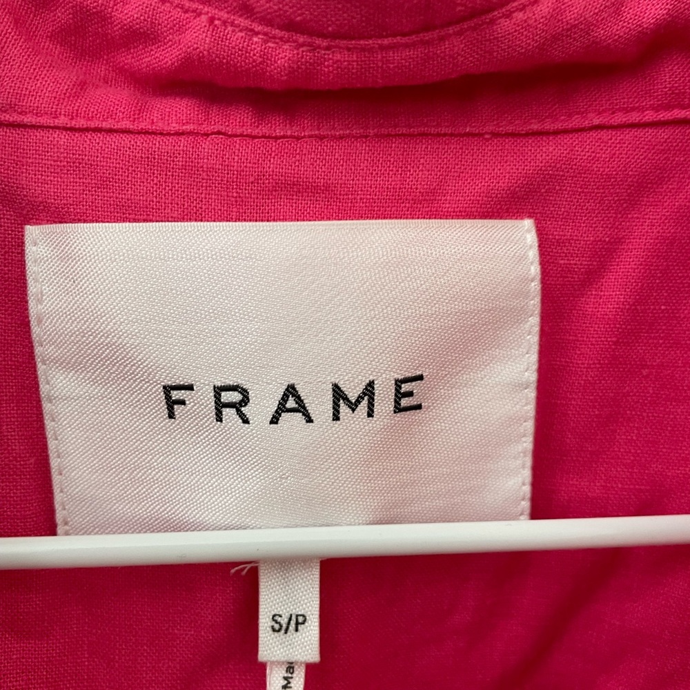 Frame cropped mixed linen button shirt - Picture 3 of 6